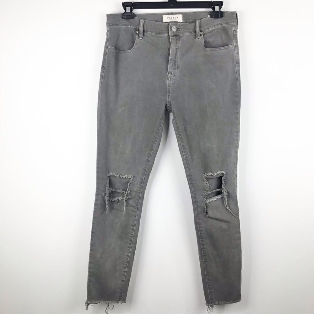 PACSUN
Gray Factory Distressed Ankle Jegging